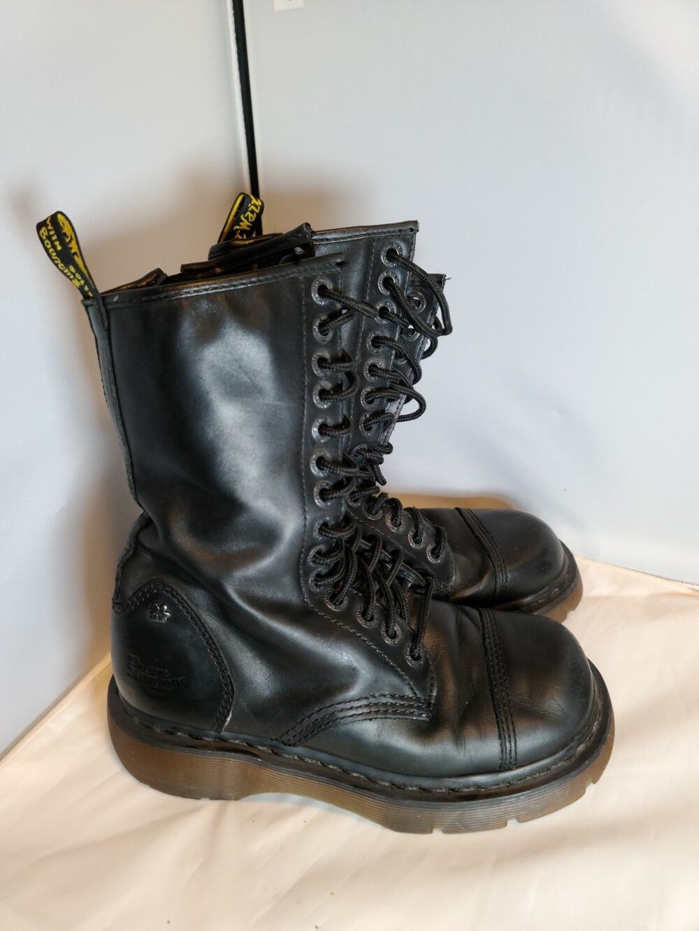 RARE Vtg Y2K Doc Martens MIRANDA 10" Black Leather Boots 14 Eyelets Womens 6